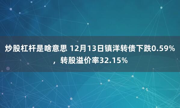 炒股杠杆是啥意思 12月13日镇洋转债下跌0.59%，转股溢价率32.15%