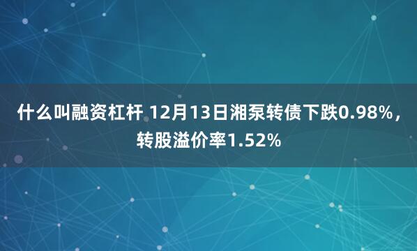 什么叫融资杠杆 12月13日湘泵转债下跌0.98%，转股溢价率1.52%