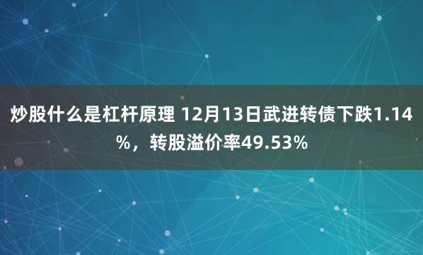 炒股什么是杠杆原理 12月13日武进转债下跌1.14%，转股溢价率49.53%