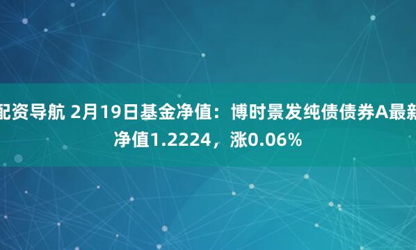 配资导航 2月19日基金净值：博时景发纯债债券A最新净值1.2224，涨0.06%