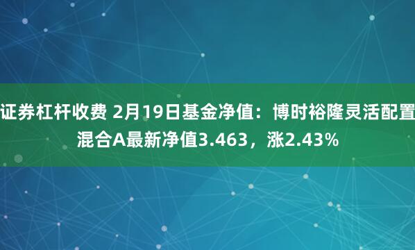 证券杠杆收费 2月19日基金净值：博时裕隆灵活配置混合A最新净值3.463，涨2.43%