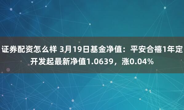 证券配资怎么样 3月19日基金净值：平安合禧1年定开发起最新净值1.0639，涨0.04%